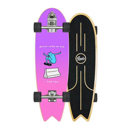 V7 33-Inch Surfskate Longboard, No-Push Fish Tail Pumping Board for Adults