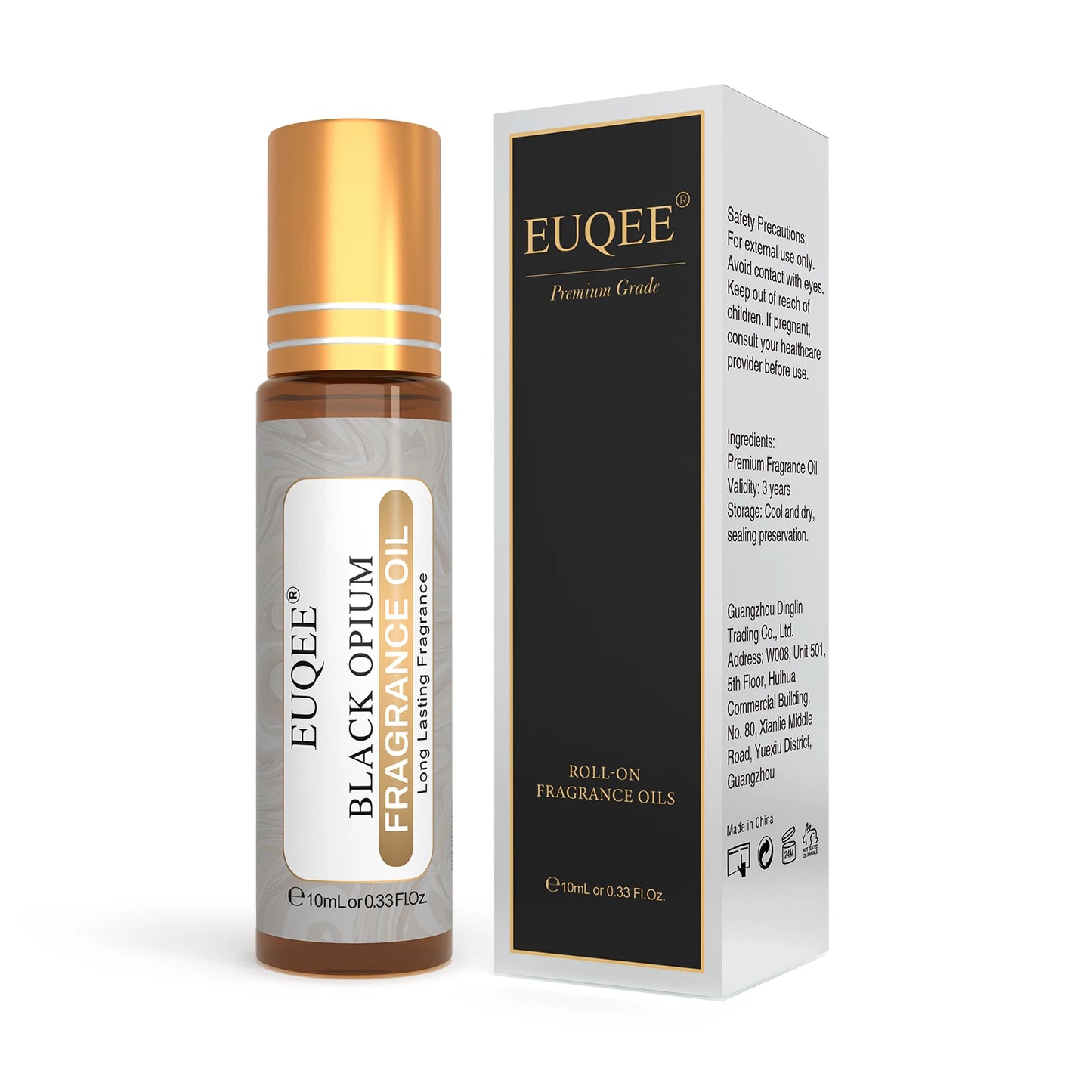 EUQEE 6PCS Women's Fragrance Oil Set -10ml White Musk Coconut & Vanilla Black Opiumm Angel Chance D-Jador  Roller Fragrance Oils