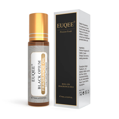 EUQEE 6PCS Women's Fragrance Oil Set -10ml White Musk Coconut & Vanilla Black Opiumm Angel Chance D-Jador  Roller Fragrance Oils