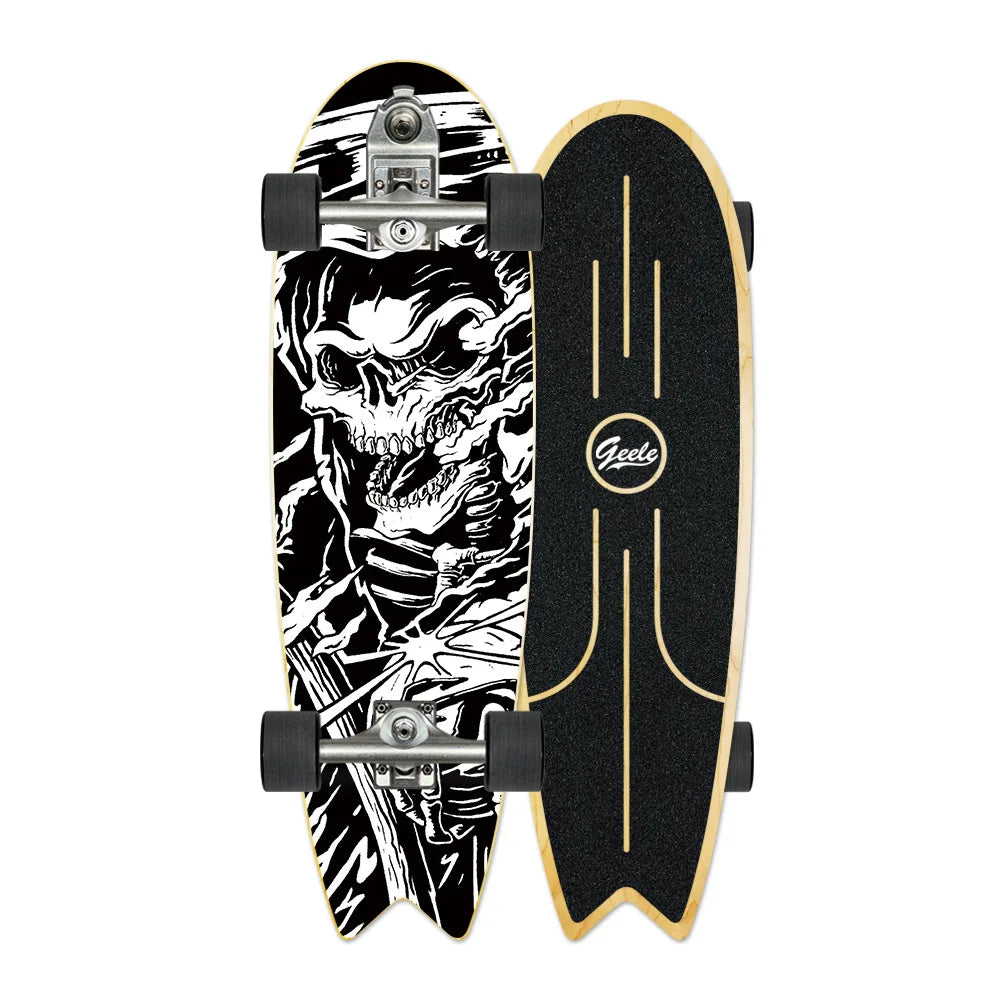 V7 33-Inch Surfskate Longboard, No-Push Fish Tail Pumping Board for Adults