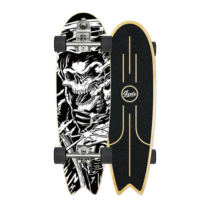 V7 33-Inch Surfskate Longboard, No-Push Fish Tail Pumping Board for Adults