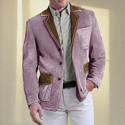 Men's Retro Suede Multi-pocket 3D Style Suit Jacket