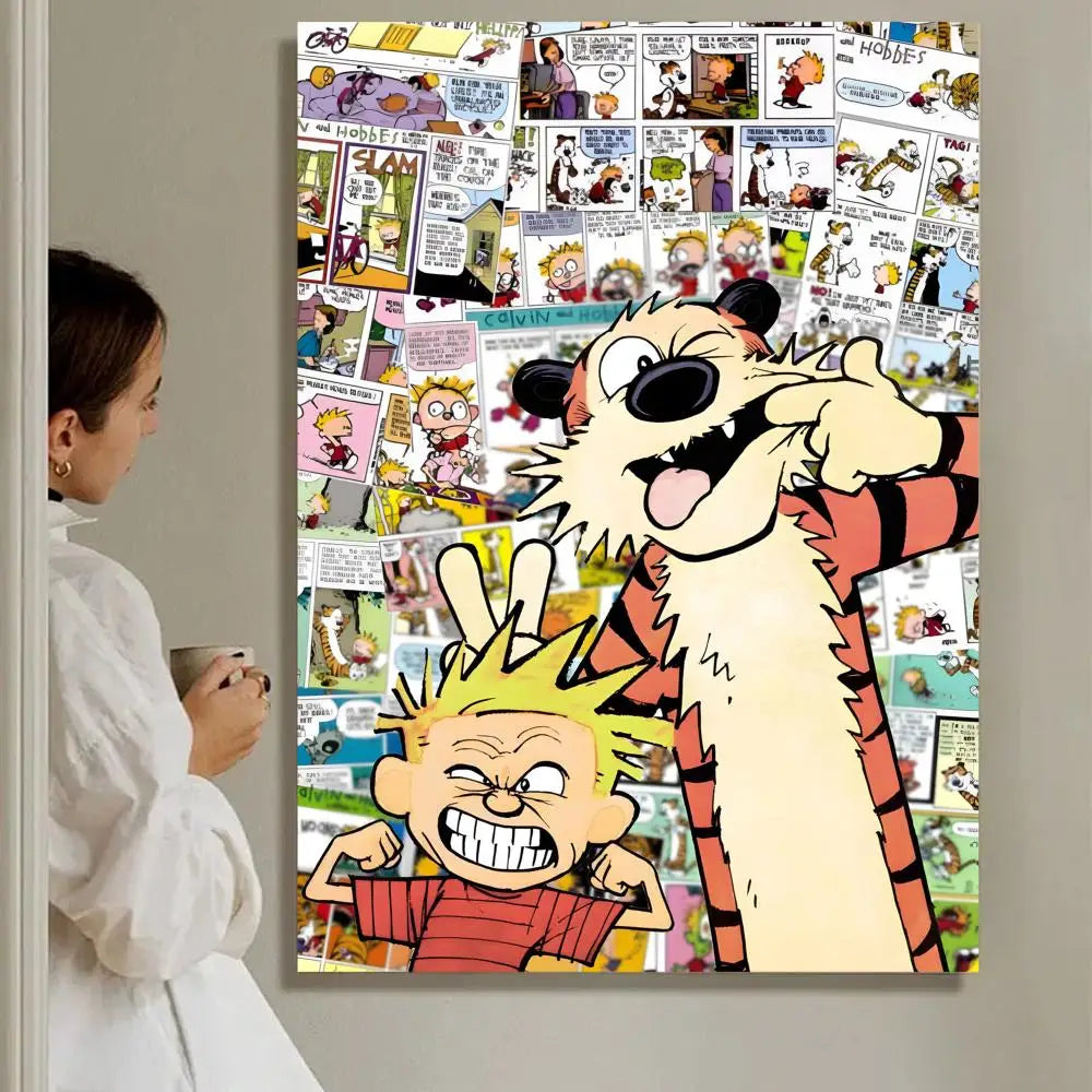 Anime Calvin And Hobbes Poster Wall Art