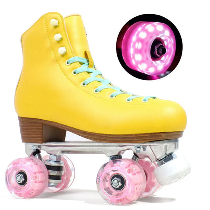 Luxury Leather Quad Roller Skates with  Aluminium Alloy Frame  - Indoor Dance  Skate