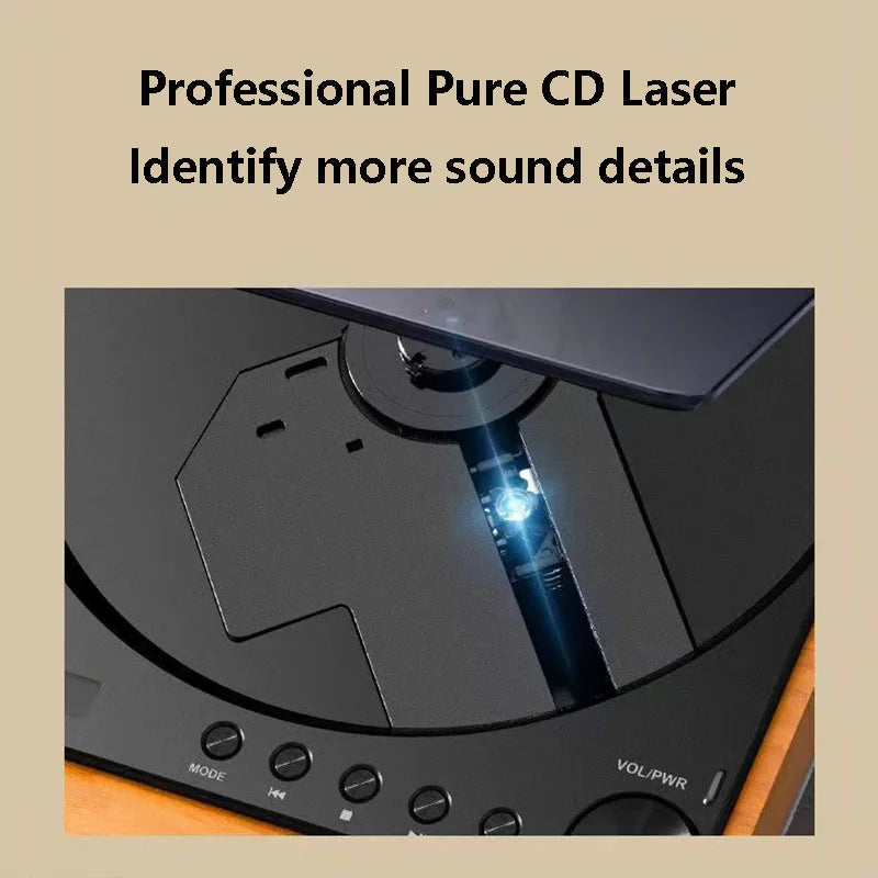 Wooden HIFI CD Player | Bluetooth 5.1 Digital Optical Output USB Lossless Playback CD Music Player - Remote Control