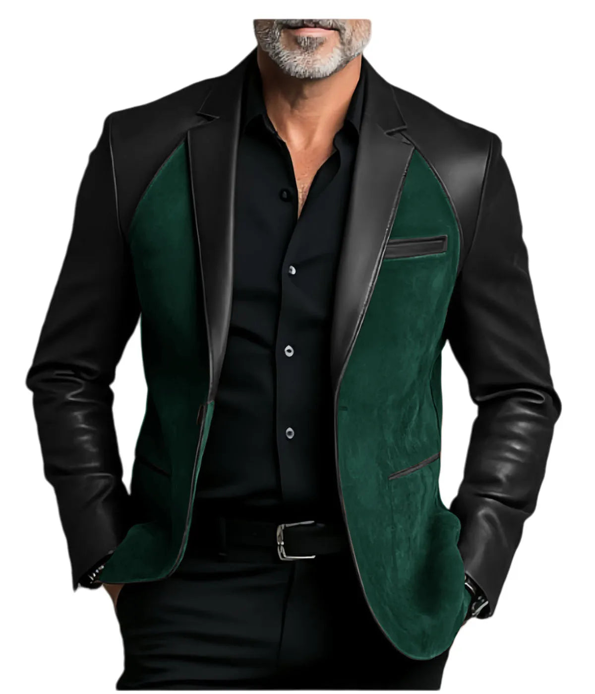 Men's  Designer Splicing Classic PU Suit Coat