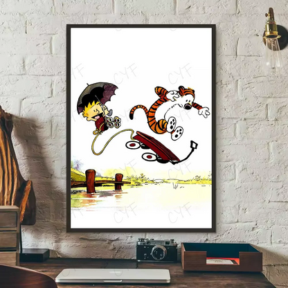 Calvin and H-Hobbes Cartoon Poster