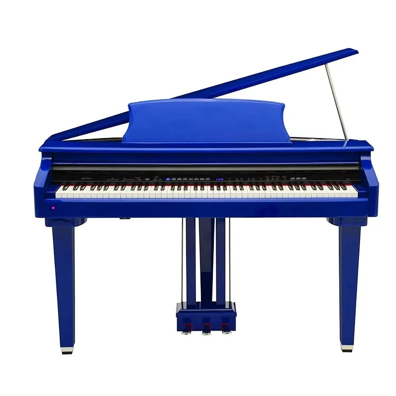 High-gloss Blue 88 Hammer Action Mini-Grand Piano Digital Piano with Bench