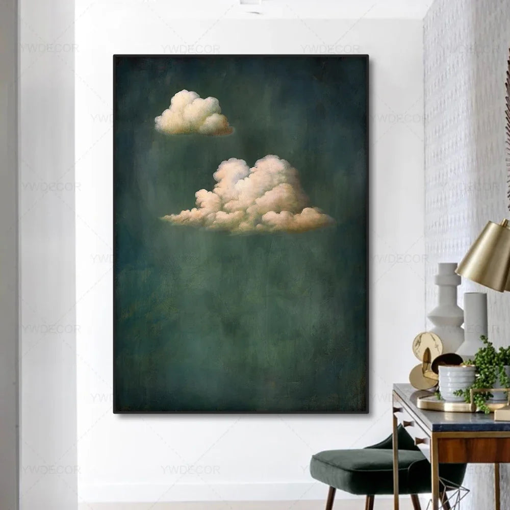 Minimalist Night Sky Blue Cloud Canvas Posters Wall Art