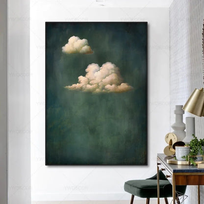Minimalist Night Sky Blue Cloud Canvas Posters Wall Art