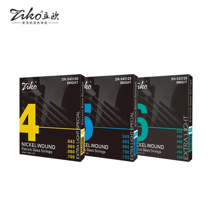 ZIKO  4/5/6  Carbon Steel Hexagonal Alloy Electric Bass Strings - 5/10 Set