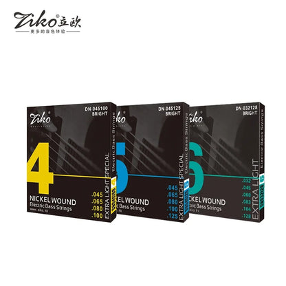 ZIKO  4/5/6  Carbon Steel Hexagonal Alloy Electric Bass Strings - 5/10 Set