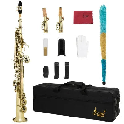 SLADE Soprano Saxophone -  Bb/B Flat Natural Body Carved Design with Shoulder Case