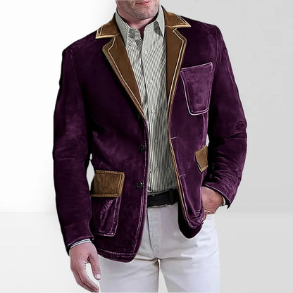 Men's Retro Suede Multi-pocket 3D Style Suit Jacket