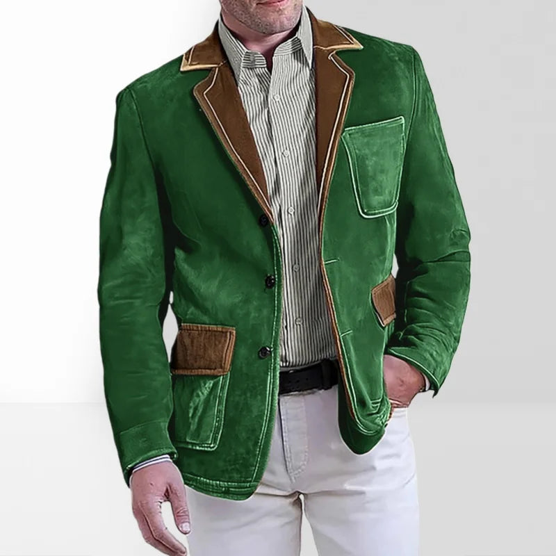 Men's Retro Suede Multi-pocket 3D Style Suit Jacket