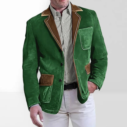 Men's Retro Suede Multi-pocket 3D Style Suit Jacket