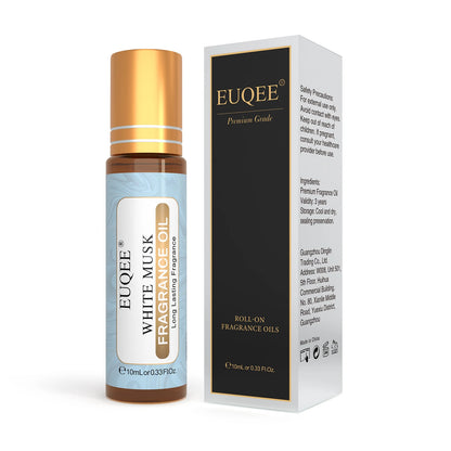 EUQEE 6PCS Women's Fragrance Oil Set -10ml White Musk Coconut & Vanilla Black Opiumm Angel Chance D-Jador  Roller Fragrance Oils