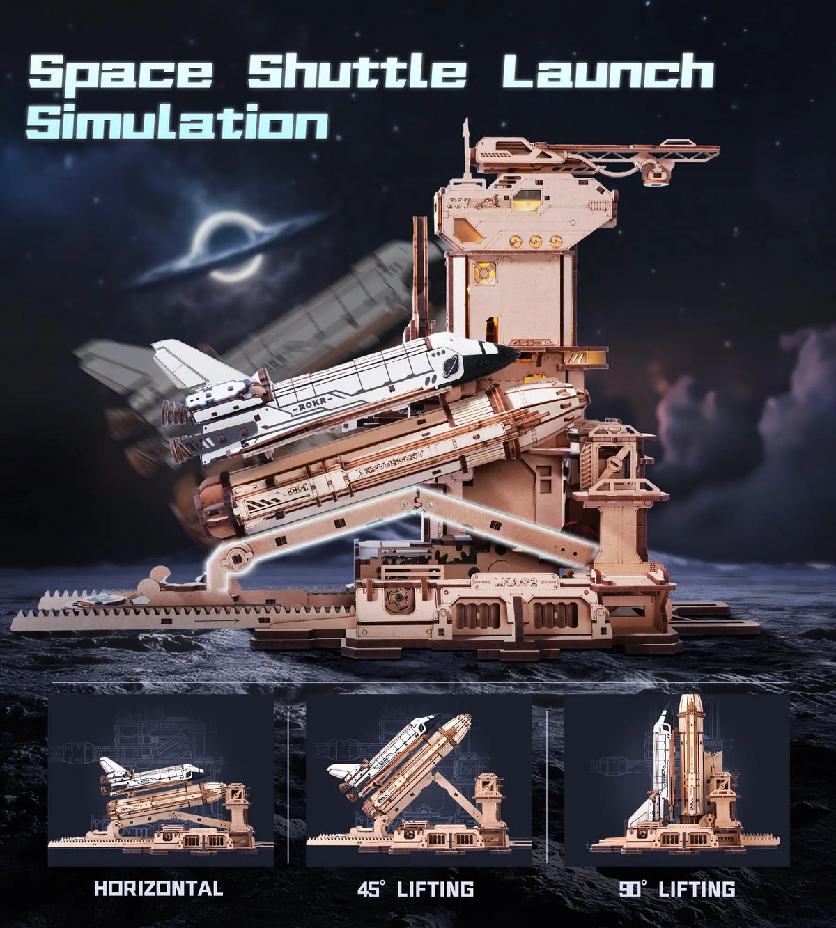 Construction Set Rocketship Mechanical Building Set STEM Project | Moving Rocket Launch Tower with ...