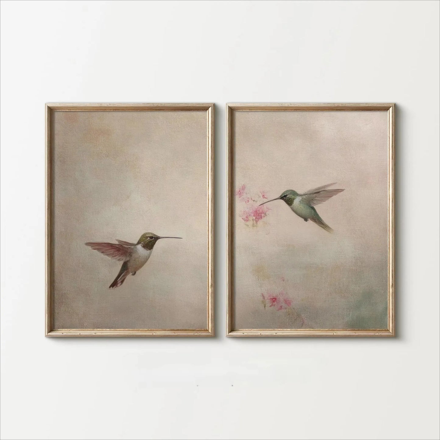 Retro Hummingbird Canvas Prints - 2pcs/set