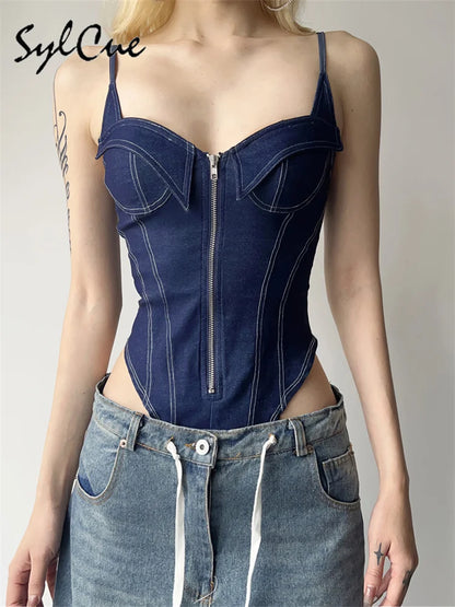 Women's Retro Zipper Jumpsuit Bodysuit