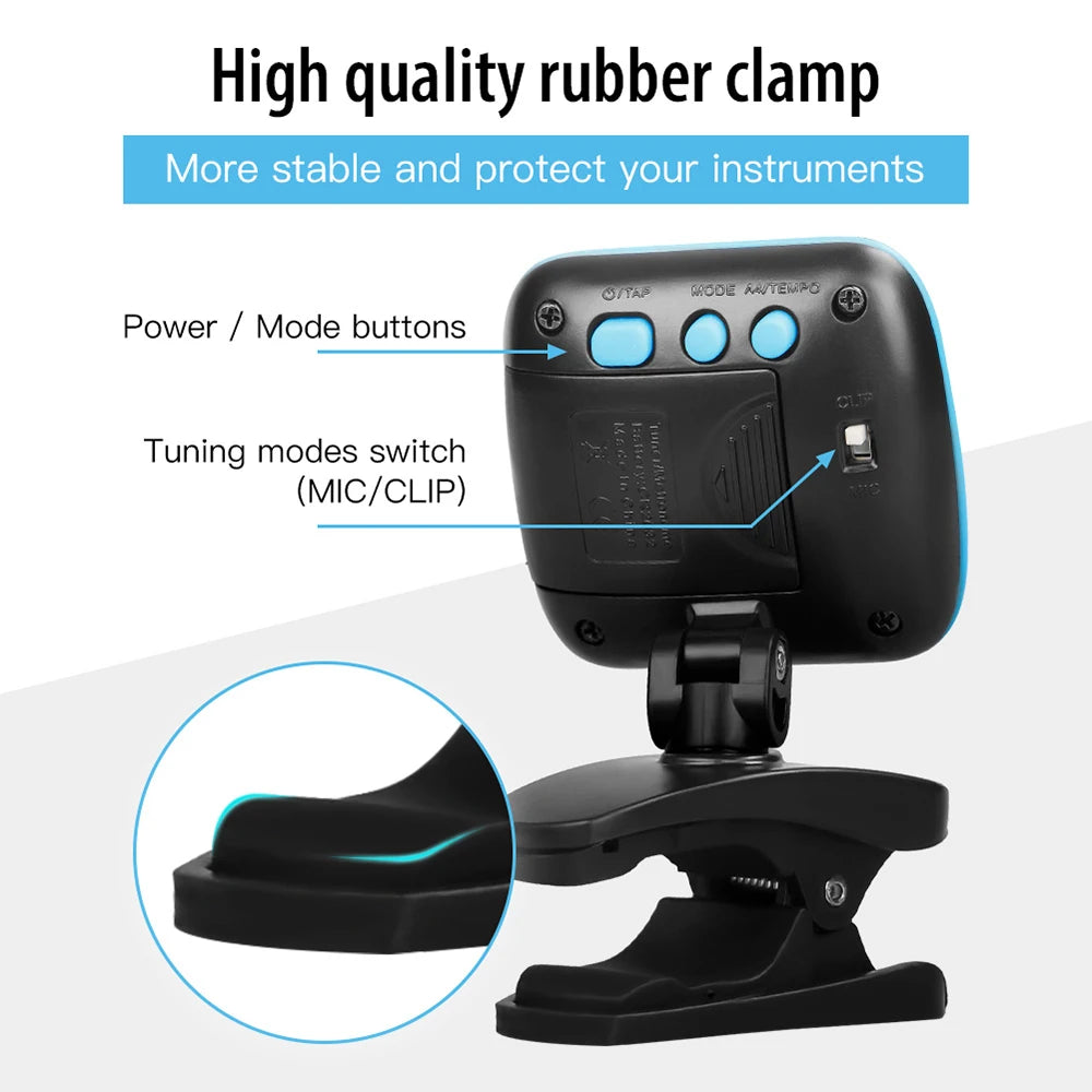 JOYO JMT-03 Guitar Tuner Supports MIC and CLIP Modes Electric Guitar Bass Tuner with TAP Tempo Metronome & Tuning Functions