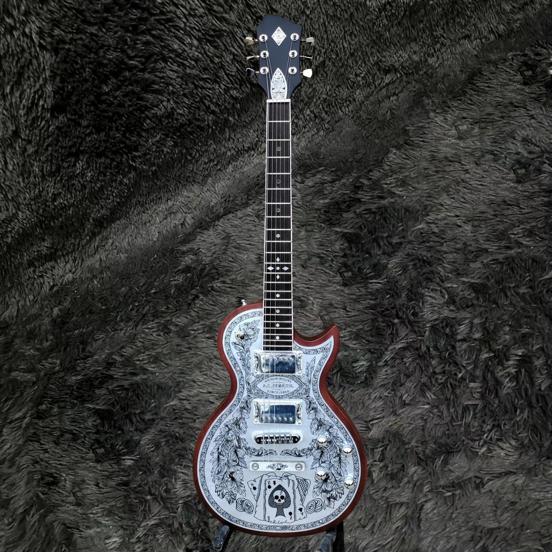 Zemaitis Casimere Metal Satin Black Guitar -  Aluminum Plate Rosewood Fingerboard Chrome Hardware