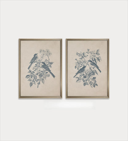 Retro Hummingbird Canvas Prints - 2pcs/set