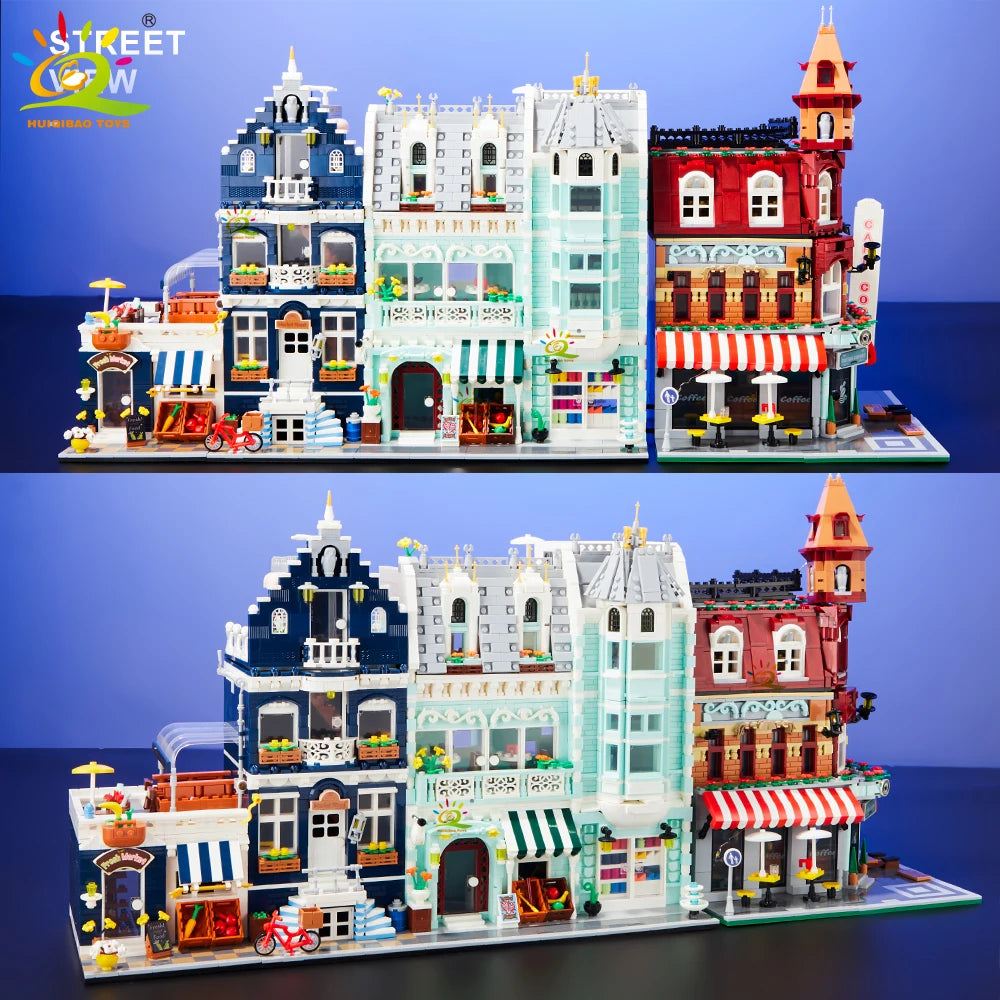 Micro Building Blocks | Architecture Style Street View City Corner Coffee Shop