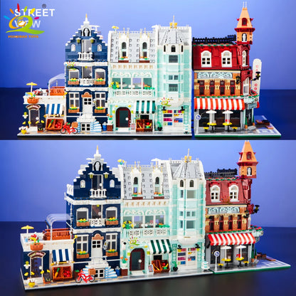 Micro Building Blocks | Architecture Style Street View City Corner Coffee Shop