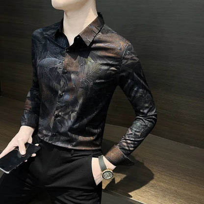 Floral Shirt Man Long-sleeved Spring and Autumn Summer Thin Fashion Floral Men Casual Cardigan