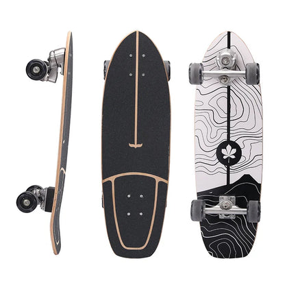 Maple Surfskate Longboard, Single Kick Carving Cruiser for Pumping & Street Riding