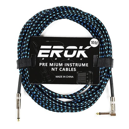 EROK 1.5/3/6/10M  Universal Anti-Noise Braided Guitar Audio Cables Line 6.35mm - Male to Male | Line Pedal Guitar Bass