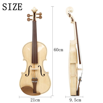 Professional Violin 4/4 Beginner Violin Maple Tiger Stripe Violins Set with Case Bow Violin Shoulder Rest Tuner Mute Rosin Parts