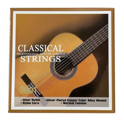 Classical Guitar Strings - Nylon Core Basses - Silver-Plated Copper Alloy Wound - Normal Tension / 6-string set  (028-043)
