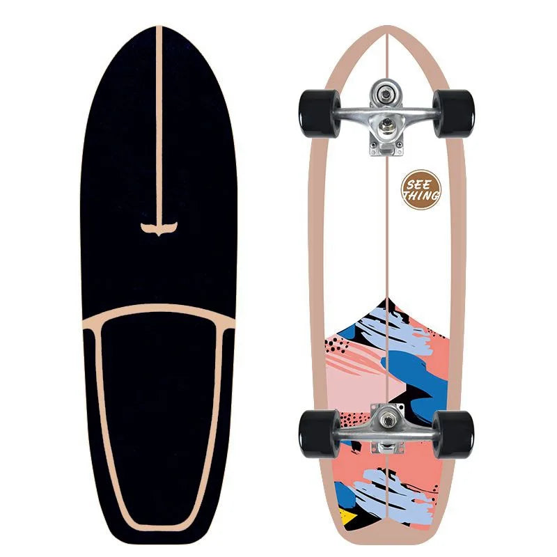 CX7 Maple Surfskate Cruiser, Single Kick Carving Longboard for Pumping & Street Riding