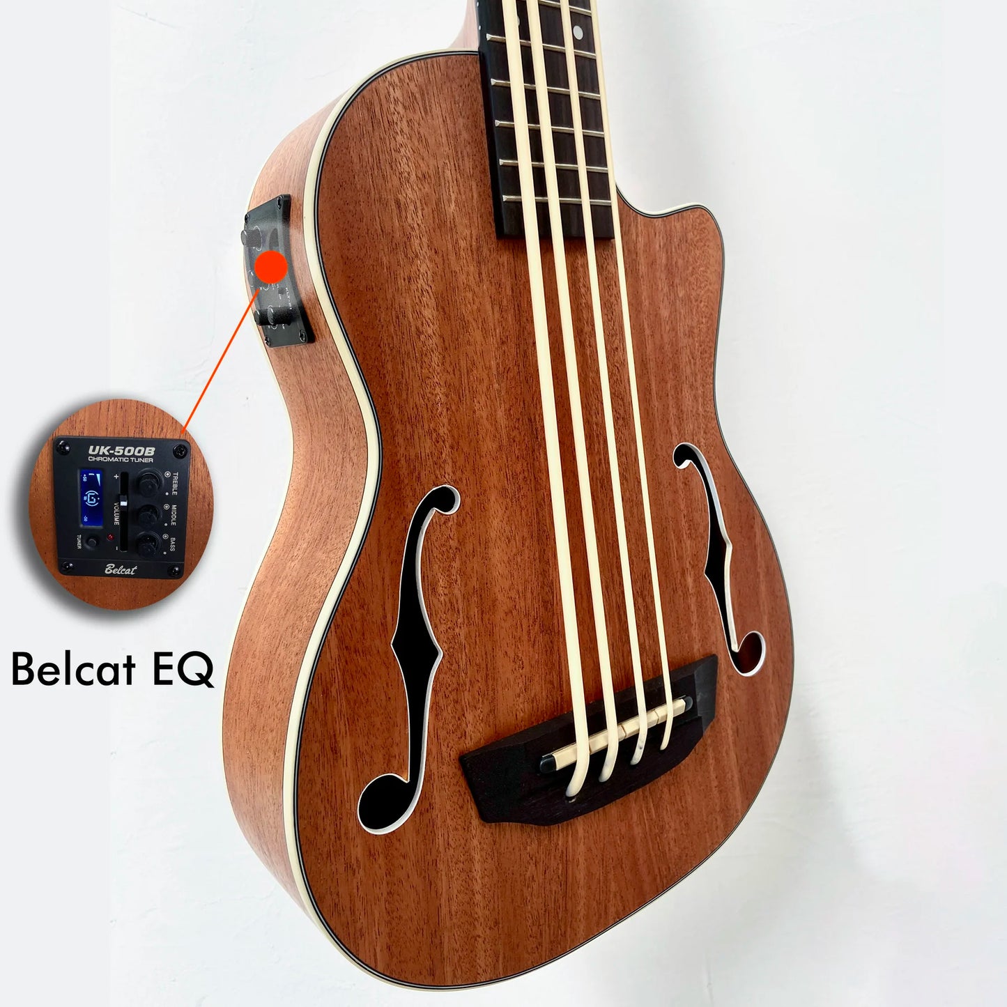 INITER UBass 30" Yukri fretless/fretted Mahogany Bass Ukulele with Belcat EQ