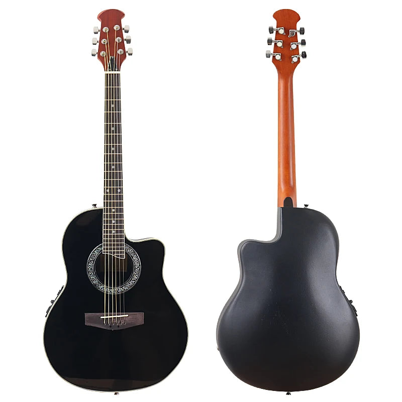 41" Round Back Electric Acoustic Guitar Cutaway Design - Folk Style