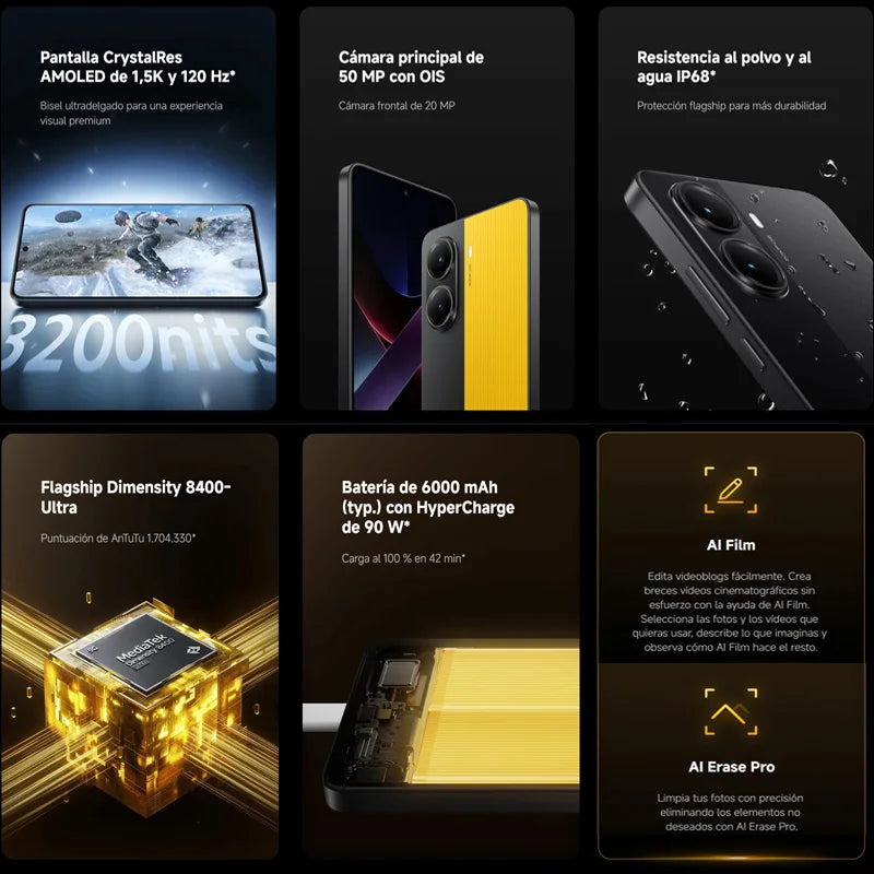Camera | POCO X7 Pro 5G, NFC, Dimensity 8400-Ultra, 50 MP Camera, 1.5K 120Hz CrystalRes AMOLED Display, 6000 mAh Battery | Charger Not Included