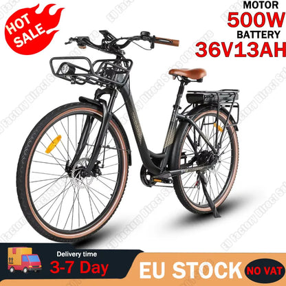 SAMEBIKE RS-A07 28" 500W Brushless Motor Electric City Bike | 36V13AH Lithium Battery
