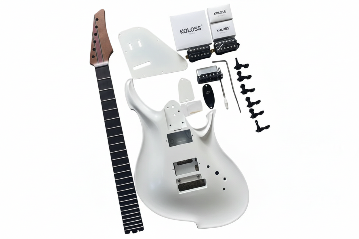 DIY Guitar Kits | Unfinished 4 Color Chambered Aluminum Body, Roasted Maple 24 Frets Neck