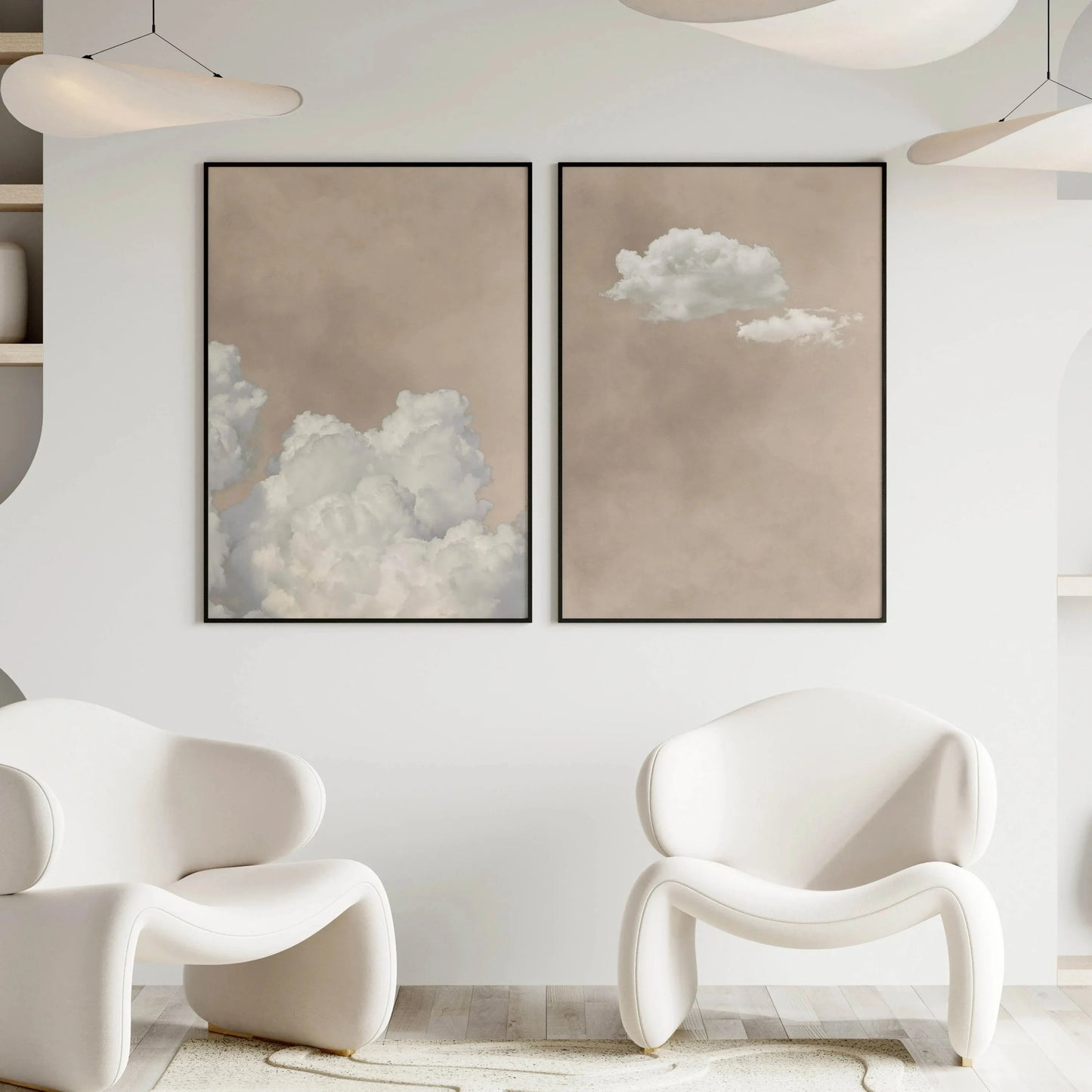 Beige Cloud Wall Art Poster Abstract Minimalist Sky Art Canvas Prints for Modern Living Room Bedroom Home Aesthetic Decor Gifts