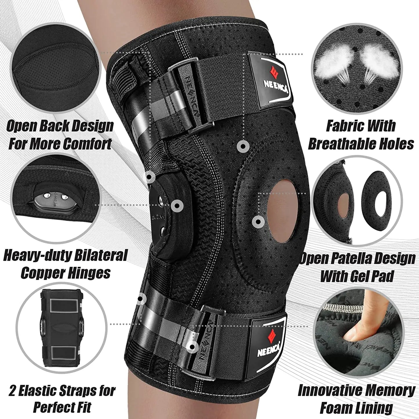 Knee Support with Side Stabilizers | Joint Pain/Relief Arthritis/Meniscus/Tear ACL PCL