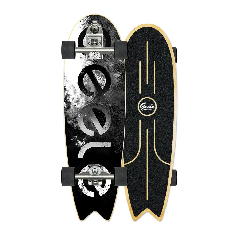 V7 33-Inch Surfskate Longboard, No-Push Fish Tail Pumping Board for Adults