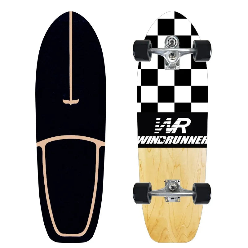 CX7 Maple Surfskate Cruiser, Single Kick Carving Longboard for Pumping & Street Riding