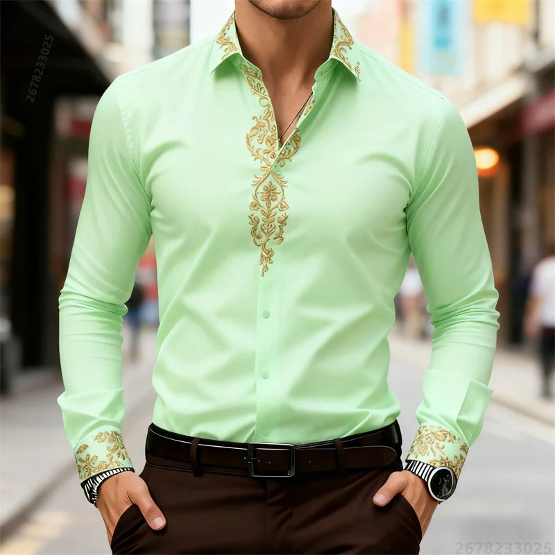 2025 New Men's Shirt, Street Style, 3D Printed High-Definition Pattern Print, Stylish Lapel Design, Versatile Trendy Men's Top
