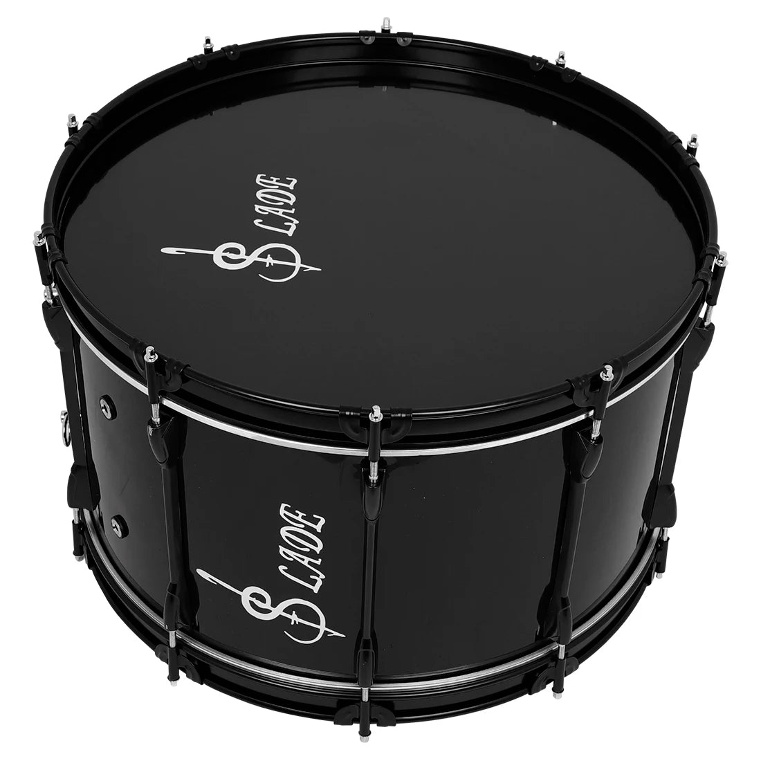 22" Black Marching Drum | Metal+Solid Wood Marching Drum Set with Stand Shoulder Strap