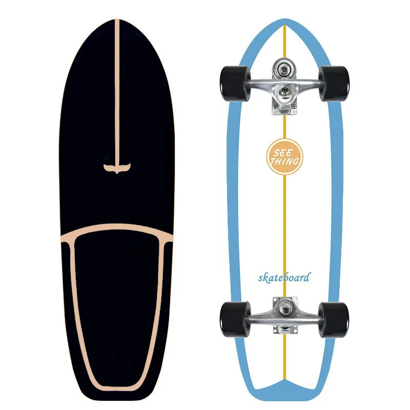 CX7 Maple Surfskate Cruiser, Single Kick Carving Longboard for Pumping & Street Riding