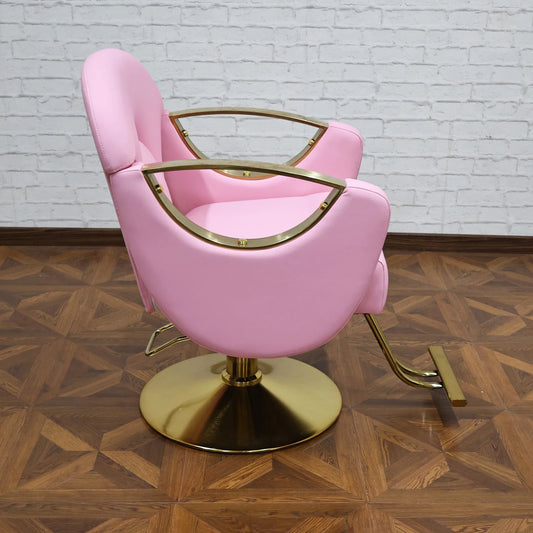 Barber Shop Barber Chair, 360° Rotatable, Hydraulic Lift, Pink Chairs, New Design, Customizable Hair Salon Furniture Wholesale