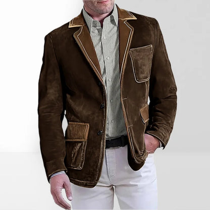 Men's Retro Suede Multi-pocket 3D Style Suit Jacket
