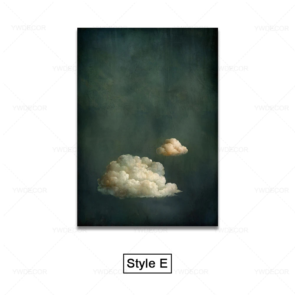 Minimalist Night Sky Blue Cloud Canvas Posters Wall Art